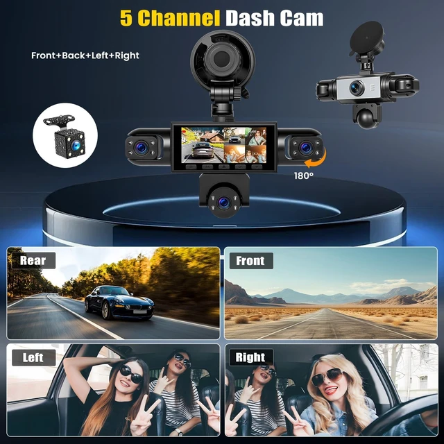 Alt view image 3 of 5 - 5 Channel 360 Dash Cam Front and Rear Inside Left Right