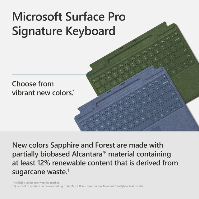 Alt view image 3 of 5 - Microsoft Surface Pro Signature Keyboard, Backlit Keys and Large Trackpad, Durable and Smooth Alcantara Material, Forest Colour