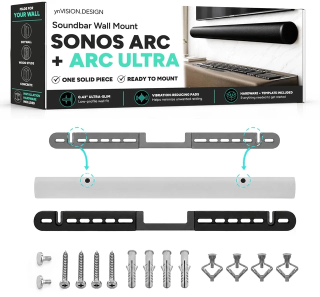 Main image of Soundbar Wall Mount for Sonos Arc and Arc Ultra, Black, No Assembly Needed