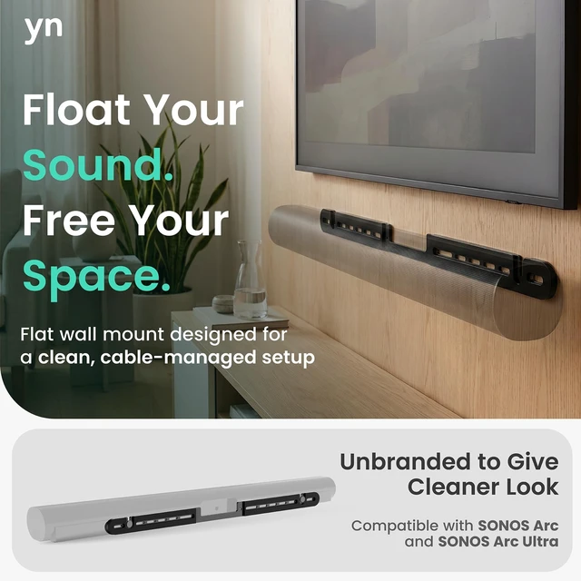 Alt view image 4 of 5 - Soundbar Wall Mount for Sonos Arc and Arc Ultra, Black, No Assembly Needed