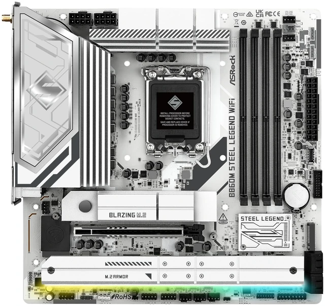 Alt view image 2 of 5 - ASRock B860M Steel Legend WiFi 6E B860 LGA1851 Intel Core Ultra DDR5 8666 MHz 256GB M.2 Micro ATX Motherboard Thunderbolt SATA3 6.0 Gb/s PCIe 5.0