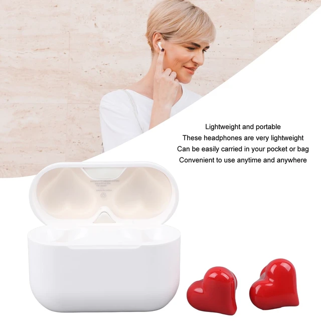 Alt view image 2 of 5 - Bluetooth Earbuds, Heart Shaped Earphones with Charging Case, 30mAh HiFi Stereo Bass Portable in Ear Headphones with 3 Pairs of Different Sizes Earbuds
