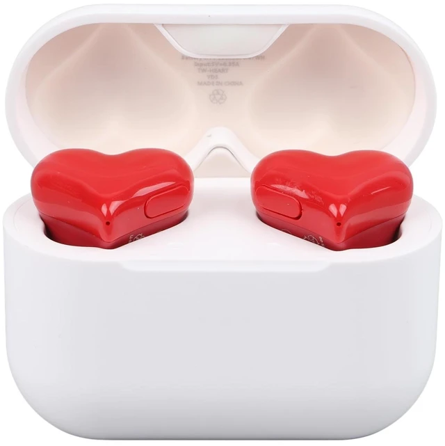 Main image of Bluetooth Earbuds, Heart Shaped Earphones with Charging Case, 30mAh HiFi Stereo Bass Portable in Ear Headphones with 3 Pairs of Different Sizes Earbuds