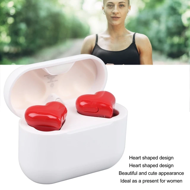 Alt view image 3 of 5 - Bluetooth Earbuds, Heart Shaped Earphones with Charging Case, 30mAh HiFi Stereo Bass Portable in Ear Headphones with 3 Pairs of Different Sizes Earbuds