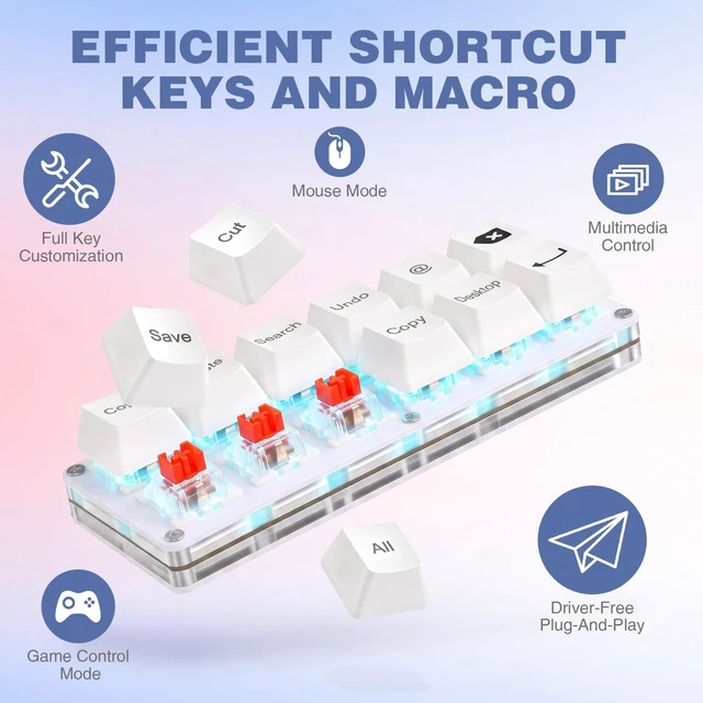 Alt view image 4 of 5 - Mini 12-Key Copy Paste Programmable Keyboard Hotswappable Mechanical Switch