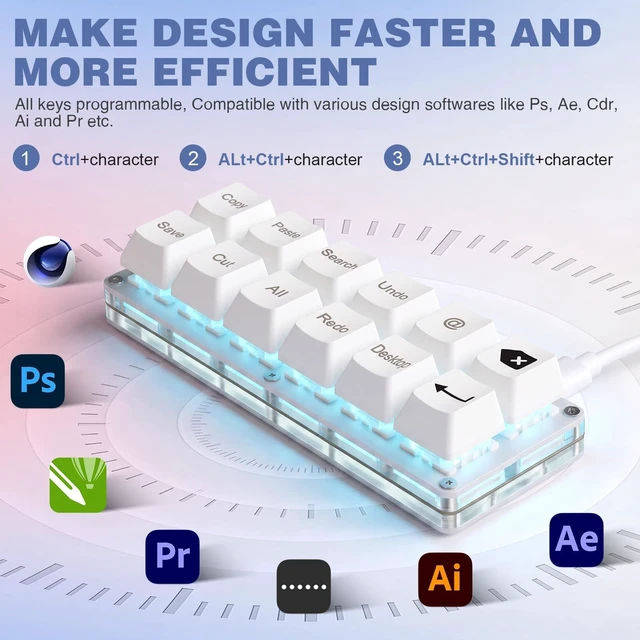 Alt view image 5 of 5 - Mini 12-Key Copy Paste Programmable Keyboard Hotswappable Mechanical Switch