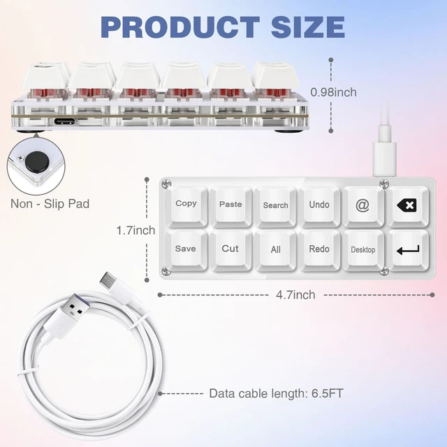 Alt view image 2 of 5 - Mini 12-Key Copy Paste Programmable Keyboard Hotswappable Mechanical Switch