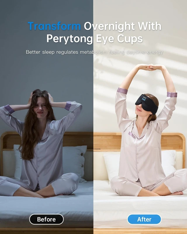 Alt view image 4 of 5 - Sleep Mask and Bluetooth Headband Headphones Set, Close Your Eyes, Pull Down the Mask, and Let the Sound Carry You to Sleep - Wireless Bluetooth Headphones for Side Sleepers, Travel, Meditation