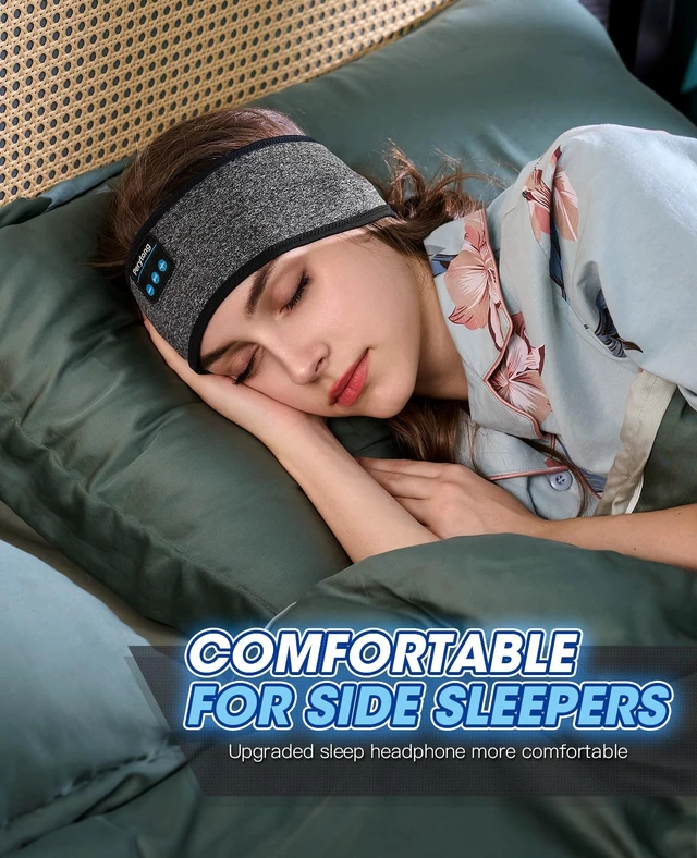 Alt view image 3 of 5 - Sleep Mask and Bluetooth Headband Headphones Set, Close Your Eyes, Pull Down the Mask, and Let the Sound Carry You to Sleep - Wireless Bluetooth Headphones for Side Sleepers, Travel, Meditation