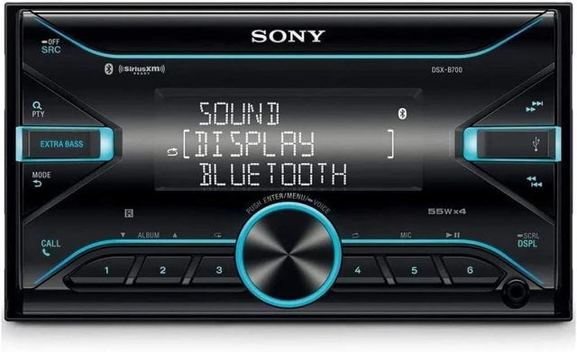 Alt view image 2 of 5 - Sony DSX-B700 Double-DIN Media Receiver with Dual Bluetooth, SiriusXM Ready, Front USB, FLAC, 10-Band EQ + SXV300V1 SiriusXM Vehicle Tuner Bundle