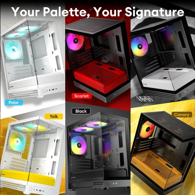 Alt view image 4 of 5 - Okinos Aqua UNO Micro ATX Case, No Radiator Support, Max GPU Length 309mm, Quick-Release Panoramic Tempered Glass, 3x120mm ARGB Fan Pre-Installed, Type-C 5Gbps, Two-Tone Limited Edition (Black&Red)