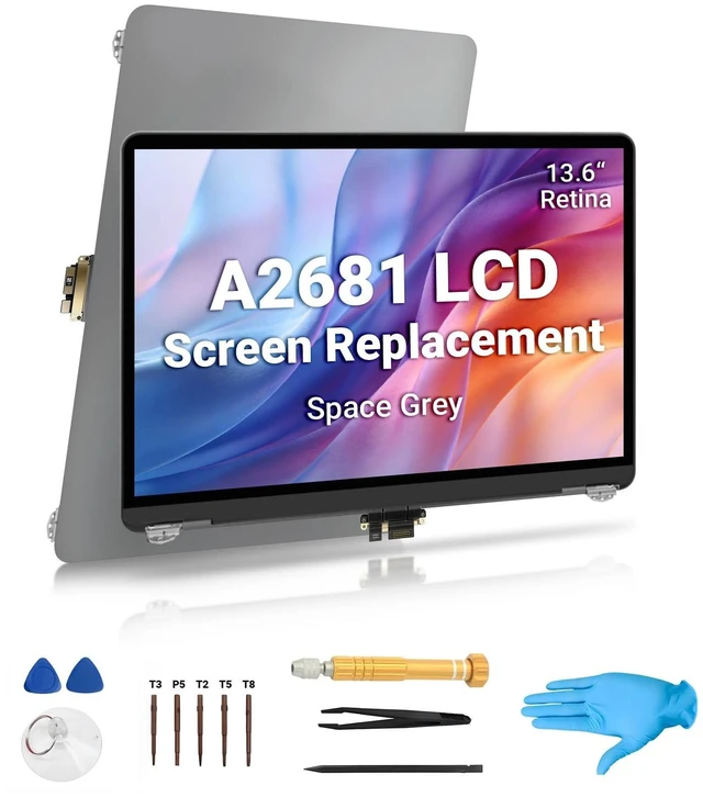 Main image of KLOXA Screen Replacement for MacBook Air M2 A2681 2022 13.6" EMC 4074 Full LCD Display Assembly 2560x1664 with Tool Kit (SpaceGrey)