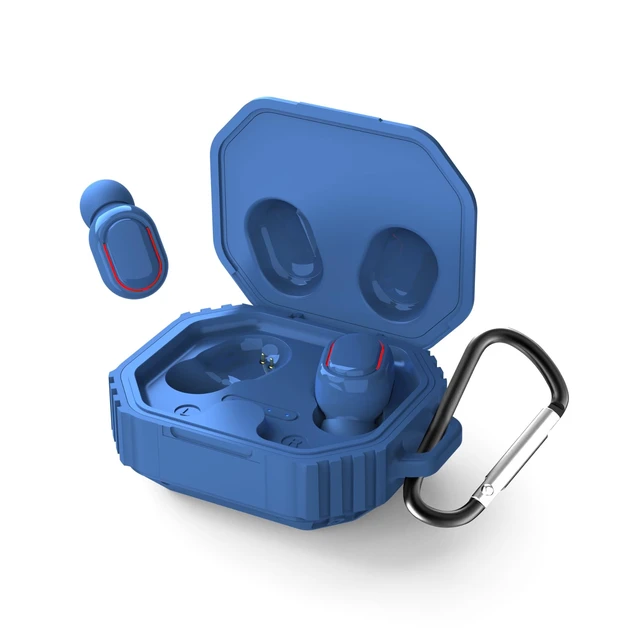 Alt view image 3 of 4 - TOPTECH Blast BA-33 Wireless Earbuds, Bluetooth 5.4 True Wireless Earbuds with Microphone, 8mm Dual-Woofer Drivers, Voice Assistant, Button Controls & Portable Clip-On Charging Case,Navy