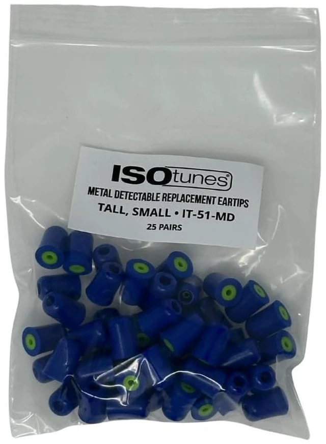 Main image of ISOtunes Trilogy Metal Detectable Eartips 25 Pair Bulk Pack (Tall Small)