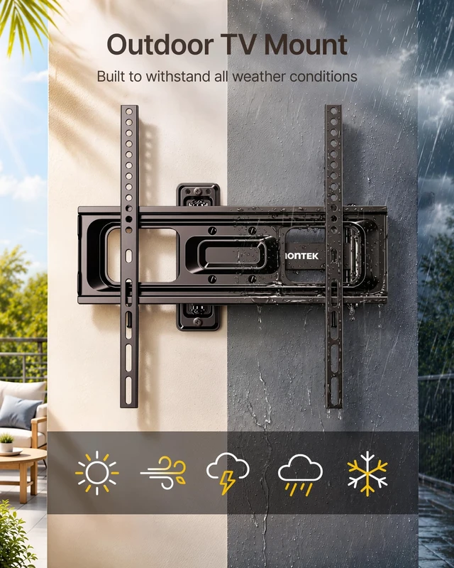 Alt view image 3 of 5 - monTEK Outdoor Full Motion TV Wall Mount for 32-65 Inch TVs