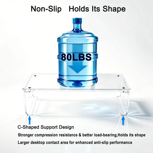 Alt view image 3 of 5 - GRASS BROOK Acrylic Monitor & Laptop Stand Riser L14 x H5, Transparent