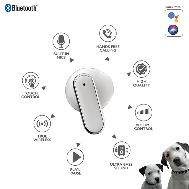 Alt view image 3 of 5 - RCA EarSwitch Pro 4-in-1 Duo TWS Wireless Earbuds, Bluetooth 5.4 Open-Ear & in-Ear Dual Buds with LED Charging Case, Touch Control, Built-in Mic, 6H Playtime for Sport & Office (White)