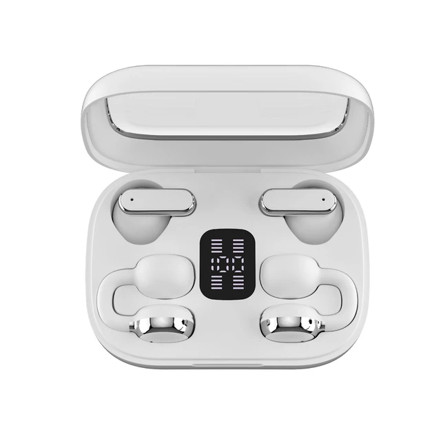 Alt view image 2 of 5 - RCA EarSwitch Pro 4-in-1 Duo TWS Wireless Earbuds, Bluetooth 5.4 Open-Ear & in-Ear Dual Buds with LED Charging Case, Touch Control, Built-in Mic, 6H Playtime for Sport & Office (White)