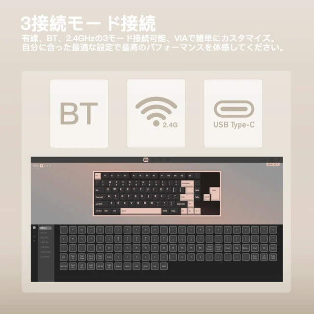 Alt view image 5 of 5 - KIBU WOBKEY Rainy75 75% Tri-Mode Mechanical Keyboard, CNC Aluminum Custom Wireless Keyboard, Hot Swappable, VIA Programmable, Violet Switch, RGB Backlit,BT/2.4G/Wired for Mac/Win(Standard White