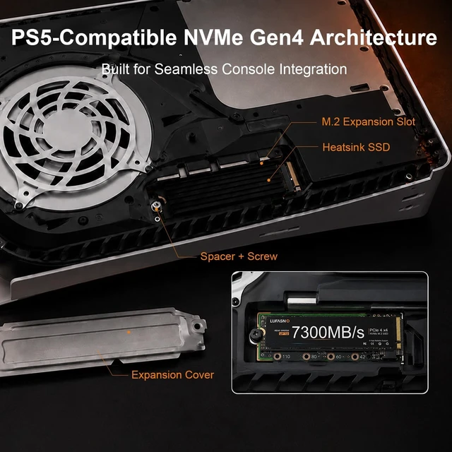 Alt view image 3 of 5 - Lufasnd 2TB NVMe SSD M.2 2280 PCIe Gen4 for PS5 Expansion 7300MB/s