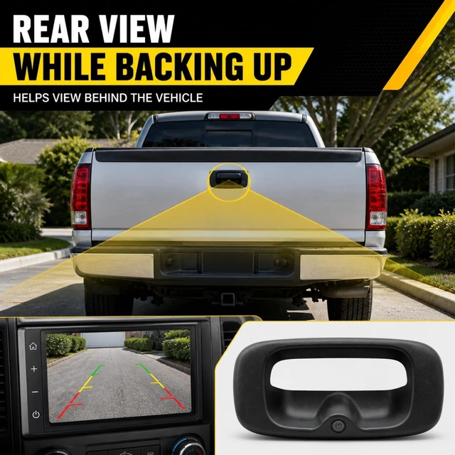 Alt view image 2 of 5 - Carnovate Tailgate Handle Backup Camera Fit for Chevy Silverado 1999-2006