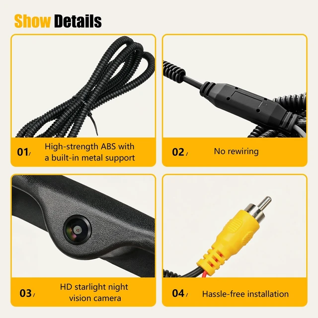 Alt view image 4 of 5 - Carnovate Tailgate Handle Backup Camera Fit for Chevy Silverado 1999-2006