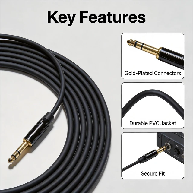 Alt view image 3 of 5 - LCXUKNO 1/4-Inch TRS Instrument Cable, 5.5 yards/197 in