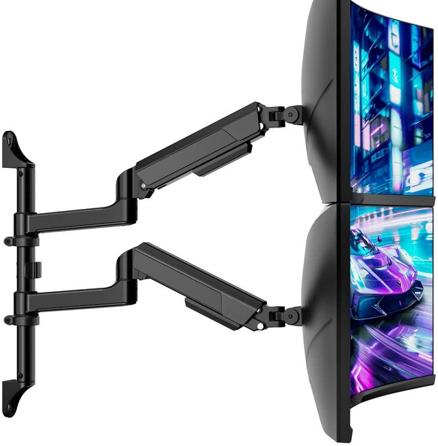 Main image of ARES WING 17-40 Inch Ultrawide Vertical Dual Monitor Wall Mount, Black