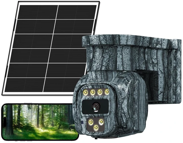 Main image of 4G LTE Solar Cellular Security Camera Wireless Outdoor, No WiFi Needed, AOV Recording, PTZ Cameras, Built-in eSIM, Motion Detection, 2-Way Audio, 2K Live View for Off-Grid Security Non Internet