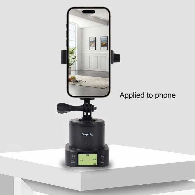 Alt view image 4 of 5 - Suptig 360 Degree Tripod Adapter Mount Compatbile for Gopro, Phone Take Photo Or Video, Handle Fan and Product Display Rotation.