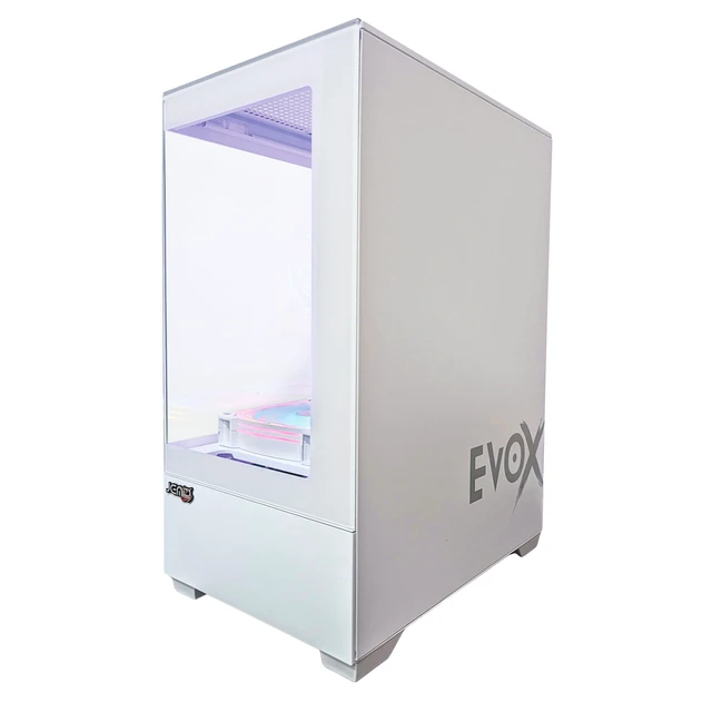 Alt view image 5 of 5 - JEMIP Evo X Gaming PC Case, White, Tempered Glass Panels, 3 ARGB Fans Included, Micro-ATX Computer Case, Gaming Chassis
