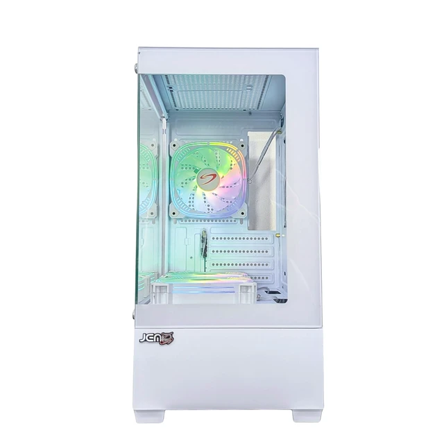 Alt view image 4 of 5 - JEMIP Evo X Gaming PC Case, White, Tempered Glass Panels, 3 ARGB Fans Included, Micro-ATX Computer Case, Gaming Chassis