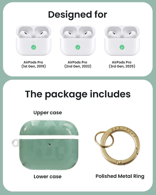 Alt view image 3 of 5 - SCORPIFY for AirPods Pro 3 Case (3rd Generation, 2025) with Keychain, Compatible with Apple AirPod Pro 3, Cute Protective Hard Shell Cover, Wireless Charging Earbuds Case for Women -