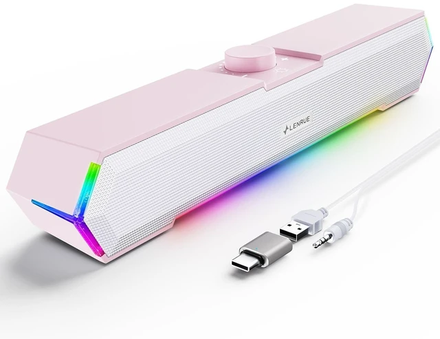 Main image of LENRUE G11 Computer Speakers for Desktop, Touch Lights PC Speakers with Surge Clear Sound, USB C/USB Powered, AUX Audio for Computer Desktop PC Laptop Desk (Light Pink)
