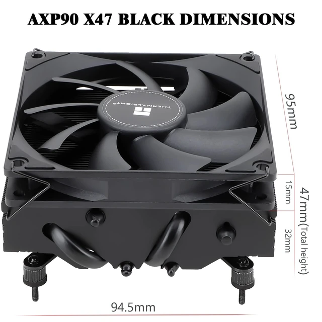 Alt view image 3 of 5 - Thermalright-TR AXP90 X47 Black Low Profile ITX CPU Air Cooler, 47mm Height, TL-9015B Slim PWM Fan, AGHP Technology, for AMD AM4 AM5/Intel 1700/1150/1151/1200,PC Cooler(Black)