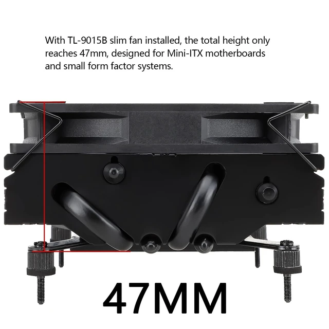 Alt view image 5 of 5 - Thermalright-TR AXP90 X47 Black Low Profile ITX CPU Air Cooler, 47mm Height, TL-9015B Slim PWM Fan, AGHP Technology, for AMD AM4 AM5/Intel 1700/1150/1151/1200,PC Cooler(Black)