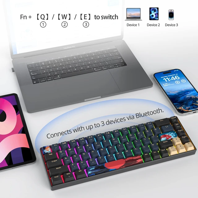 Alt view image 3 of 5 - Owpkeenthy 65% Wireless Mechanical Keyboard for Win Mac(68 Warrior)