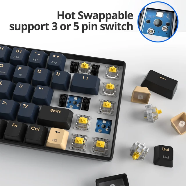 Alt view image 4 of 5 - Owpkeenthy 65% Wireless Mechanical Keyboard for Win Mac(68 Warrior)