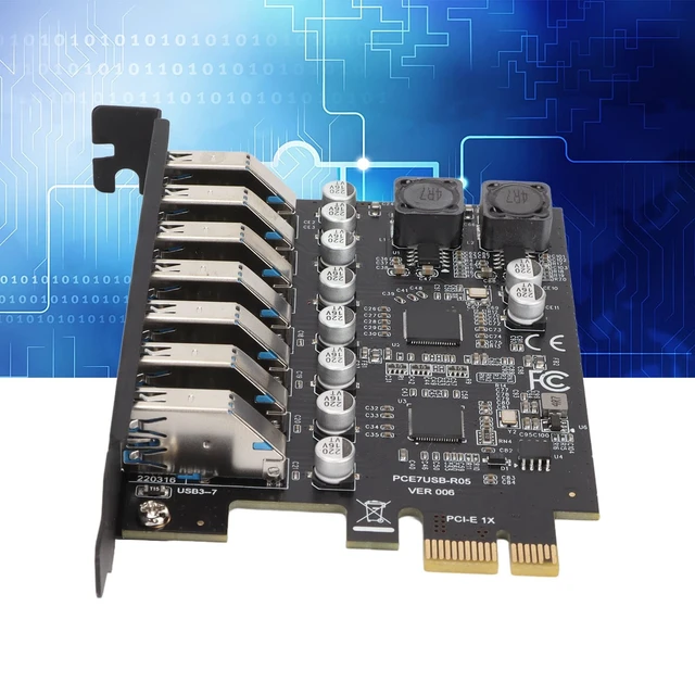 Alt view image 3 of 5 - VELATEMOR PCIE Expansion Card 7 Port, 7 Ports USB 3.2 GEN1 Hub Controller Adapter, 5Gbps High Speed Transmission Stable Power USB 3.2 GEN1 Front Expansion Card