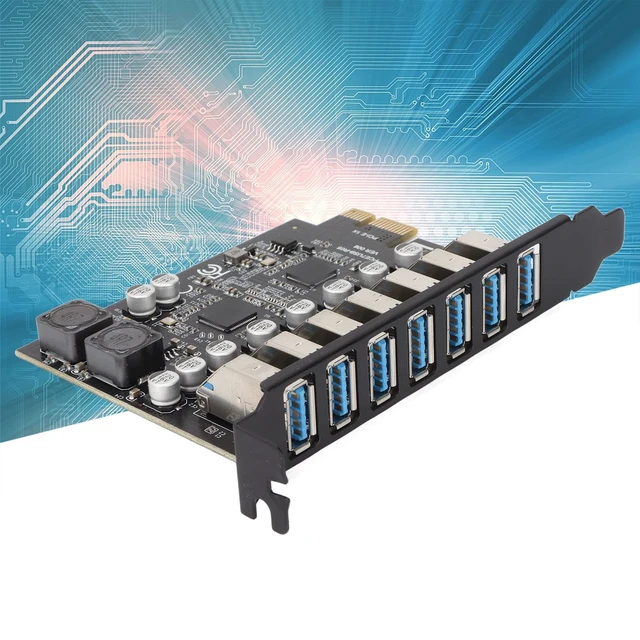 Alt view image 4 of 5 - VELATEMOR PCIE Expansion Card 7 Port, 7 Ports USB 3.2 GEN1 Hub Controller Adapter, 5Gbps High Speed Transmission Stable Power USB 3.2 GEN1 Front Expansion Card