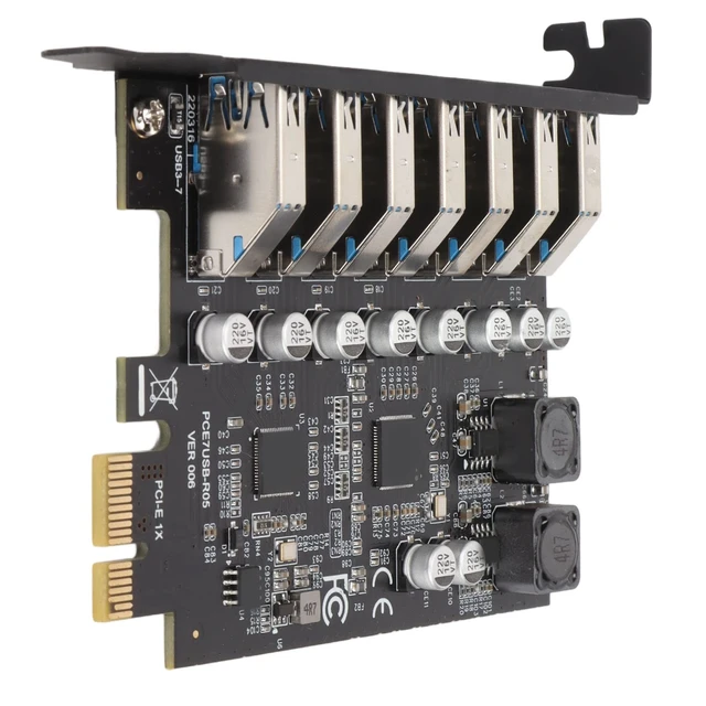 Alt view image 5 of 5 - VELATEMOR PCIE Expansion Card 7 Port, 7 Ports USB 3.2 GEN1 Hub Controller Adapter, 5Gbps High Speed Transmission Stable Power USB 3.2 GEN1 Front Expansion Card