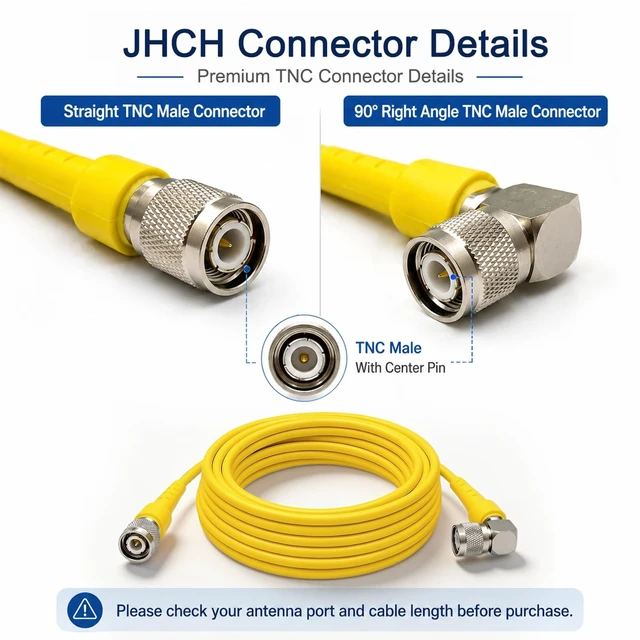 Alt view image 3 of 5 - JHCH RTK GNSS GPS 58957 Antenna Cable Suitable for Trimble, Topcon, Leica receivers TNC Male to Right Angle TNC Male Low Loss RG58 coaxial Cable (30m/98ft)