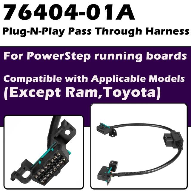 Alt view image 2 of 4 - Plug-N-Play Pass Through Harness 76404-01A for PowerSteps Running Boards Wiring OBDII Plug-and-Play Adapter,Compatible with Applicable Models (Except Ram, Toyota)