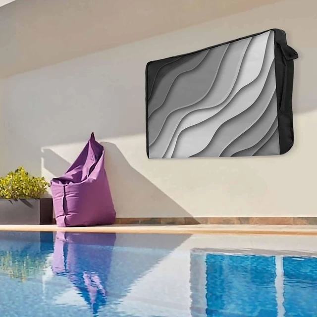 Alt view image 5 of 5 - Black Grey Gradient Outdoor TV Cover Waterproof Weatherproof, Abstract Geometric Television Covers for 30 to 32 Inch Modern Ombre Outside TV Screen Protector Shield, 30"W x 19"H x 4.5"D