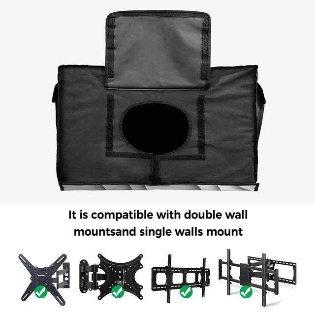 Alt view image 4 of 5 - Black Grey Gradient Outdoor TV Cover Waterproof Weatherproof, Abstract Geometric Television Covers for 30 to 32 Inch Modern Ombre Outside TV Screen Protector Shield, 30"W x 19"H x 4.5"D