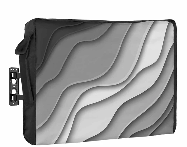 Main image of Black Grey Gradient Outdoor TV Cover Waterproof Weatherproof, Abstract Geometric Television Covers for 30 to 32 Inch Modern Ombre Outside TV Screen Protector Shield, 30"W x 19"H x 4.5"D