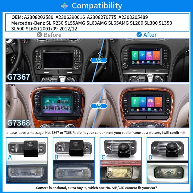Alt view image 2 of 5 - 7 inch AHD GPS Sat NAV Navigation Navigator Canbus Car Radio Player Stereo CarPlay Android + Rear View Camera Compatible with Mercedes-Benz SL R230 SL55AMG SL63AMG SL65AMG SL280 SL300 SL350 SL500