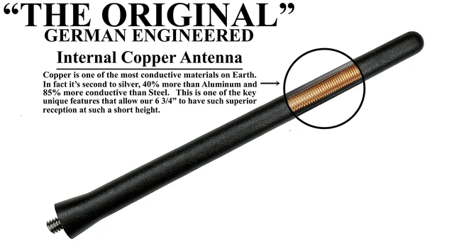 Alt view image 4 of 5 - The Original 6 3/4 Inch for Hyundai Kona (2018-2021) - Car Wash Proof Short Rubber Antenna - Internal Copper Coil - Premium Reception - German Engineered