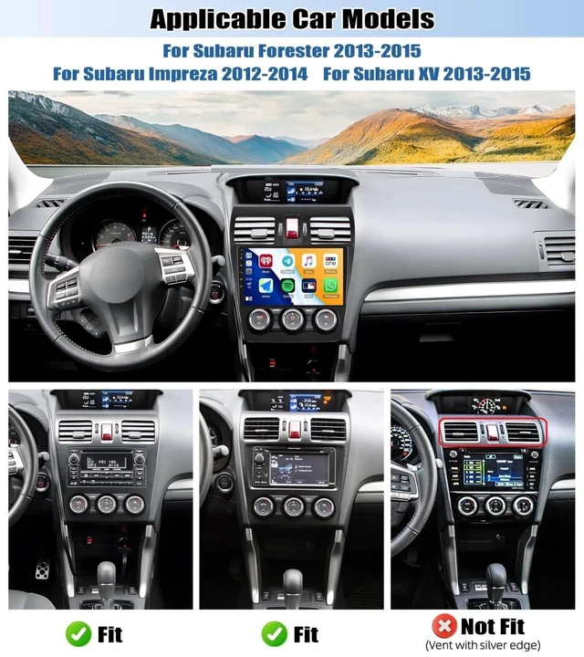 Alt view image 2 of 5 - 4G+64G Car Stereo for Subaru Forester WRX Impreza 2013-2015 with Carplay Android Auto Double Din Radio w/9 Inch HD Touch Screen Bluetooth EQ GPS Navi WiFi FM/RDS Mirror Link SWC Backup Camera Mic