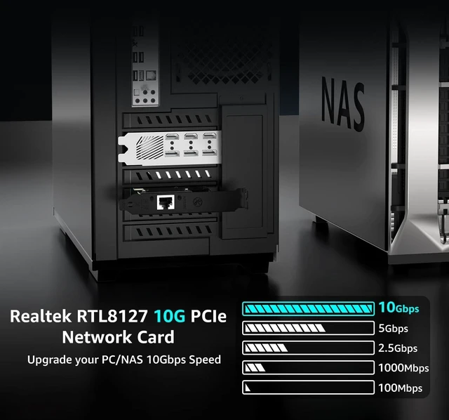 Alt view image 4 of 5 - NICGIGA 10Gb PCIe 4.0 x1 Network Card, Realtek RTL8127 Ethernet Adapter.